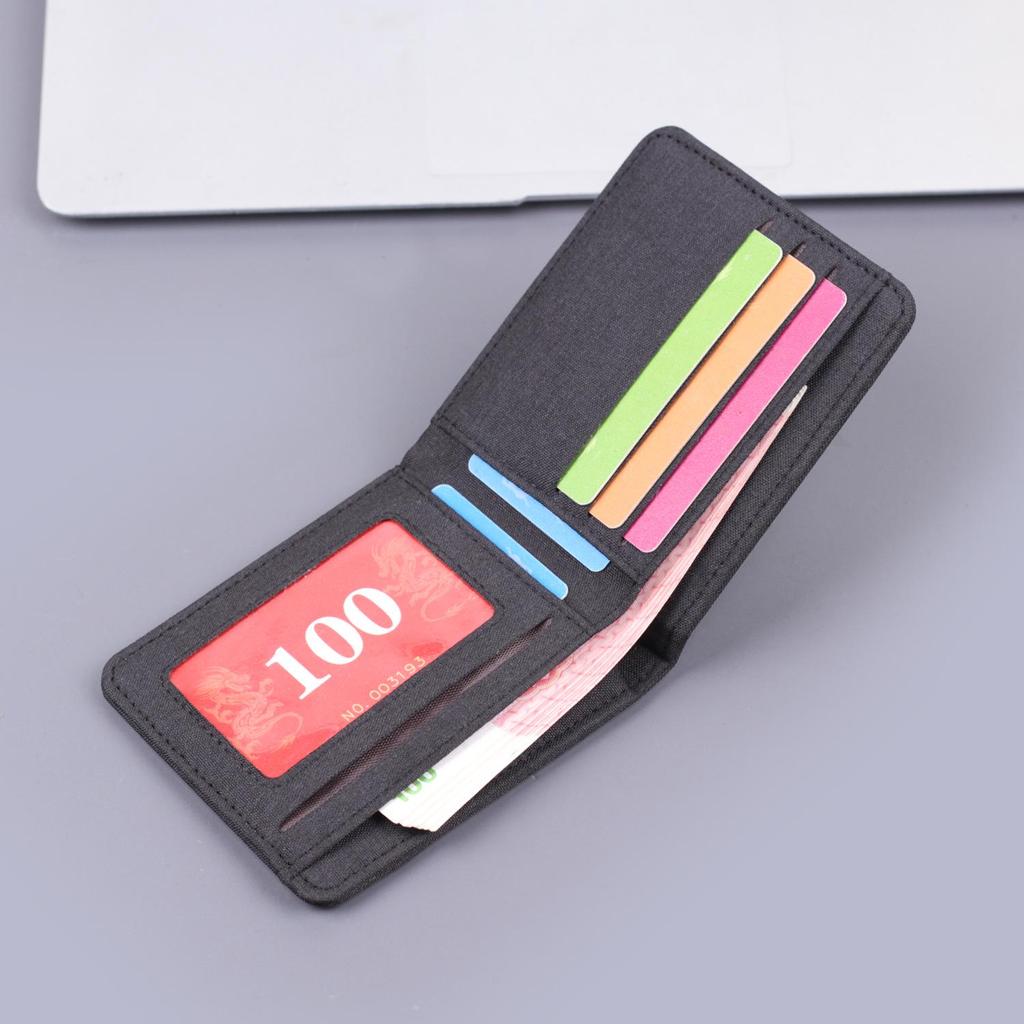 Men's Leather Canvas Zipper Wallet & Card Holder