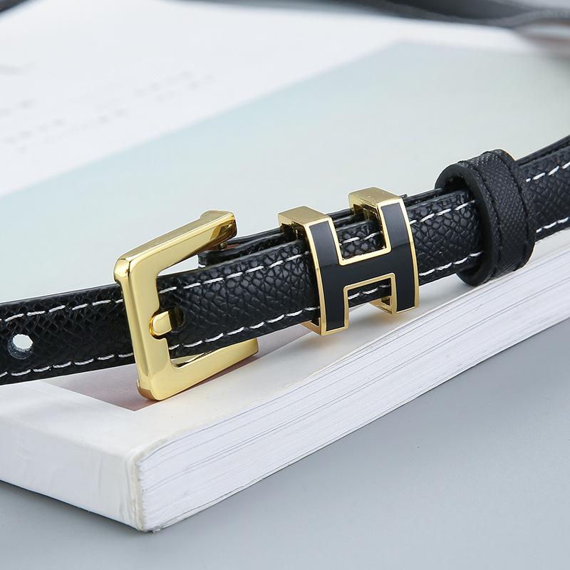 Women's Genuine Leather Thin Fashion Belt - Versatile Decorative Ins Style Waistband for Jeans