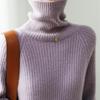 Women's High-Neck Striped Wool Sweater – Thick, Soft, Versatile Knit for Autumn/Winter