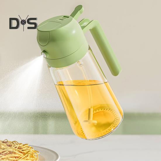 Pulverizator de ulei pentru gătit Dozator de ulei 2 în 1 Flacon pulverizator de sticlă de 500 ml/17 oz cu turnător Pulverizator de ulei reutilizabil de calitate alimentară pentru bucătărie, salată, prăjirea grătarului