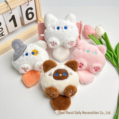 Tri-Color Siamese Cat Plush Keychain and Brooch Accessory