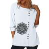 Elegant White Cotton Top with Multiple Printed Designs for Ladies, Round Neck, and Long Sleeves