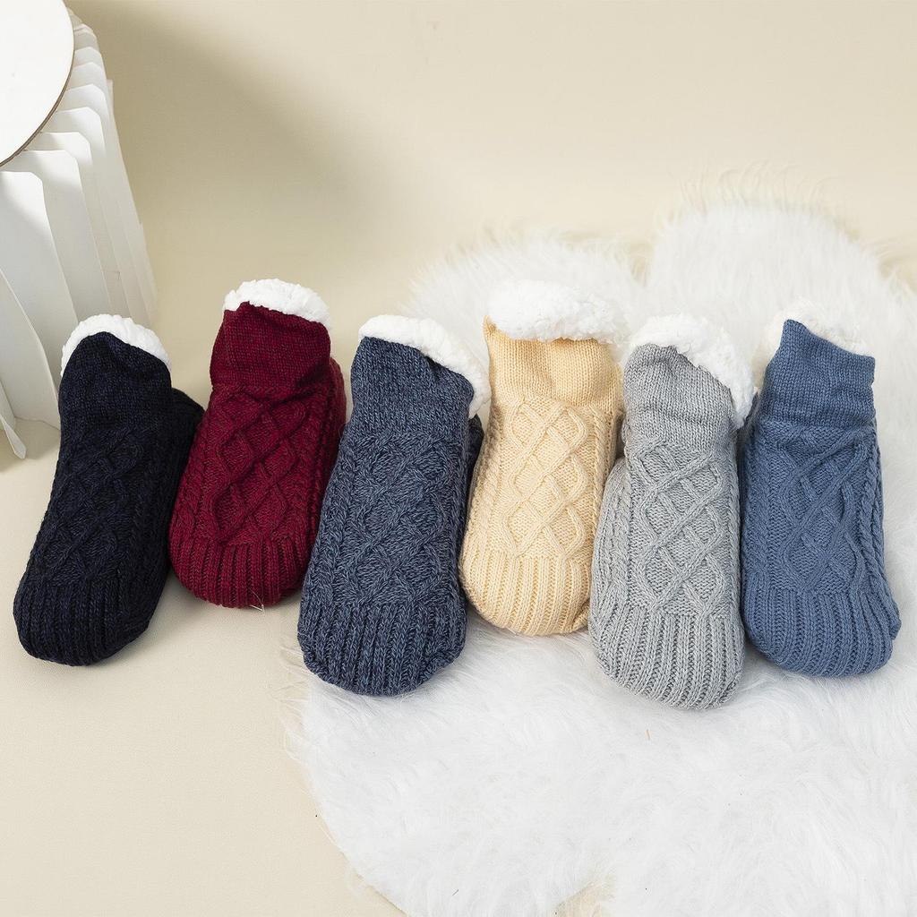 Zimní fleecem podšité protiskluzové teplé domácí ponožky a návleky na nohy pro dospělé