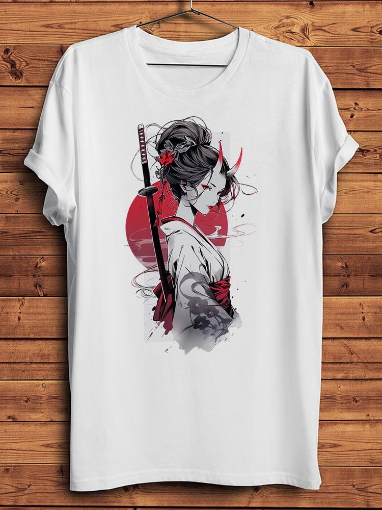 Japanese Samurai Ninja Geisha Onna Bugeisha Funny T Shirt Unisex Casual Short Sleeve TShirt Unisex Streetwear Tee Breathable Print