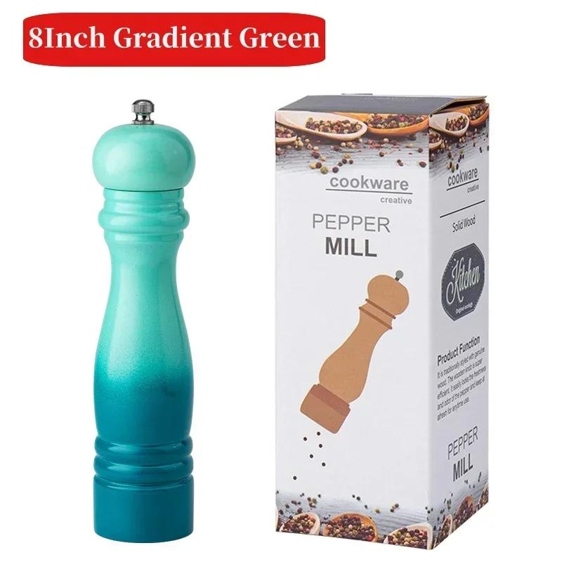 Wooden Manual Salt Pepper Grinder Set Spice Shaker Gradient Color Pepper Mill With Strong Adjustable Ceramic 6/8inch Grinder