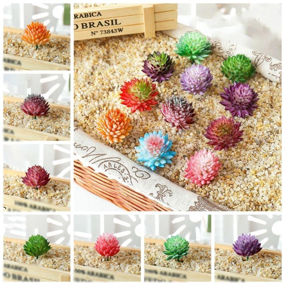 2pcs Realistic Fake Succulent Flocking Plants DIY Simulated Floral Plants  Party Decor
