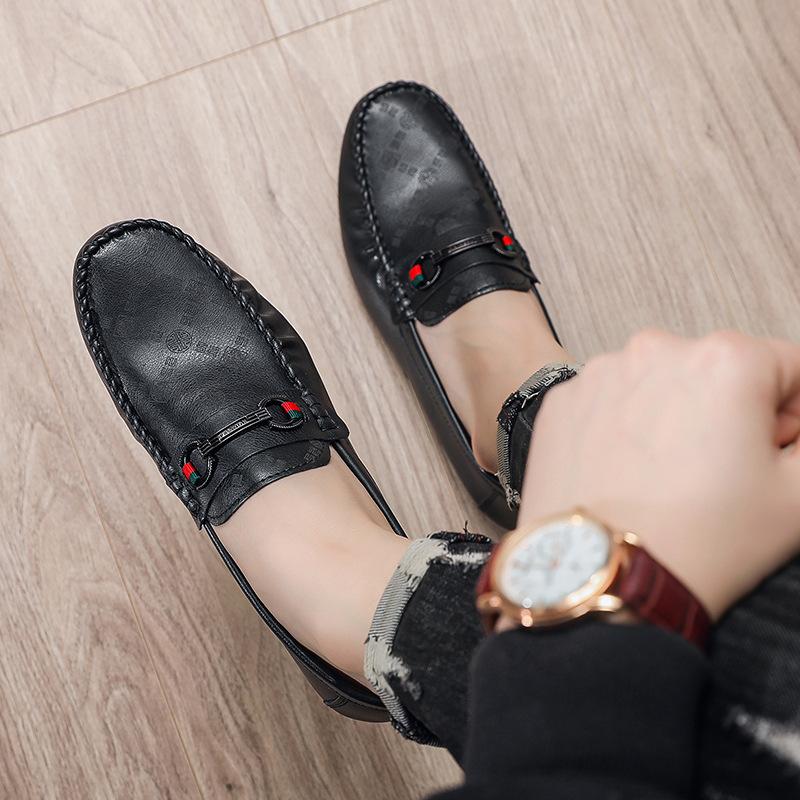 Summer Versatile Korean Version Breathable Non-slip Casual Leather Shoes 2025 New Driving One Pedal Doudou Shoes Men's Trendy Men's Shoes