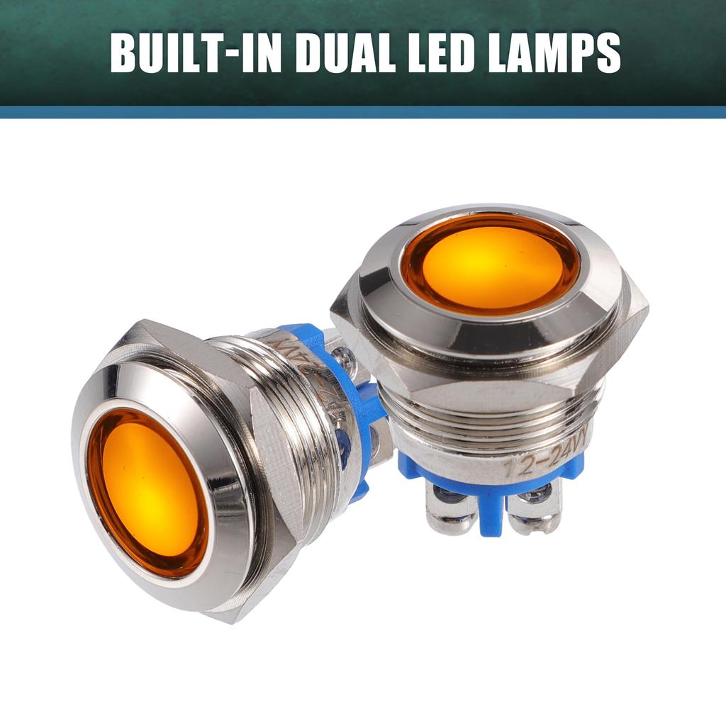 X AUTOHAUX 5PCS Indicator Light 16mm AC DC Metal Shell Waterproof Pilot Dash