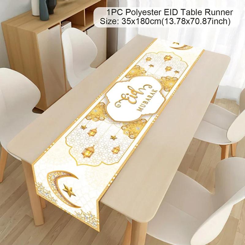 Eid Mubarak Table Runner Ramadan Decoration for Home Islamic Muslim Party Decors