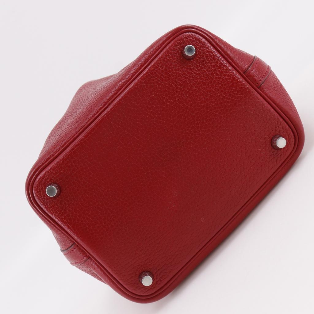 HERMES Picotin Lock18 PM Handbag Red/Silver Hardware Taurillon Clemence Women Used