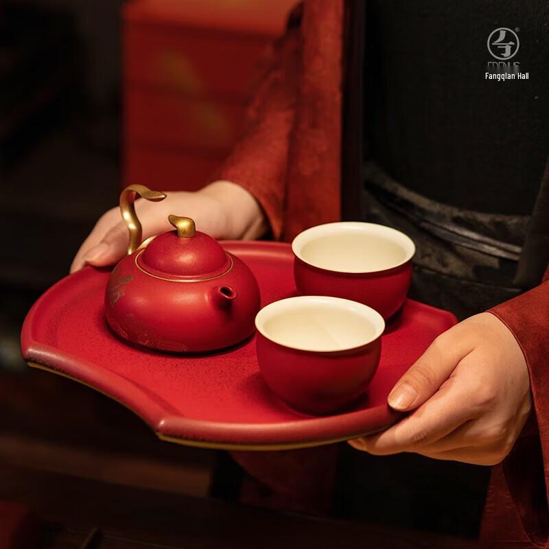 Edenus Luxury Golden Snake Cinnabar Glaze Kung Fu Tea Set