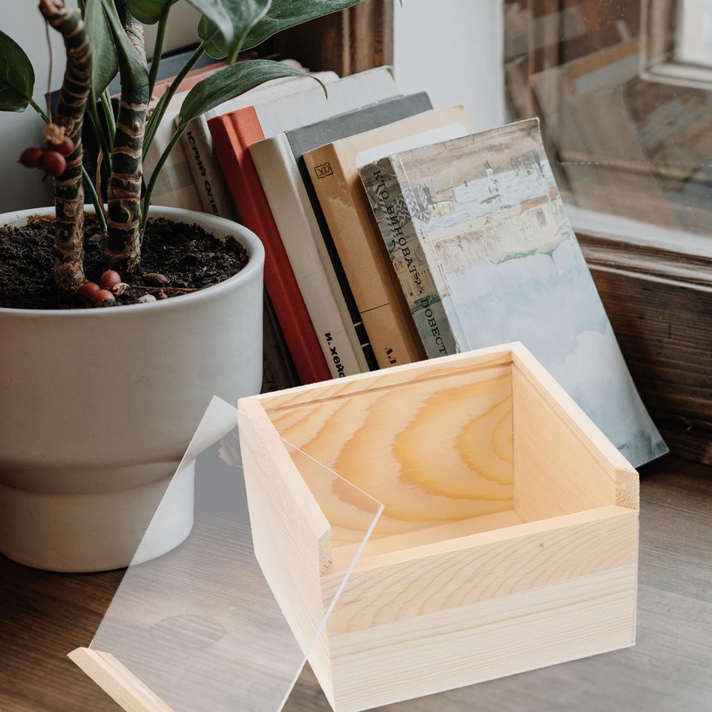 Wooden Unfinished Box Clear Slide Top Wood Gift Box Soap Box Vintage Jewelry Boxes Treasure Chest Craft Shadow Boxes Diy