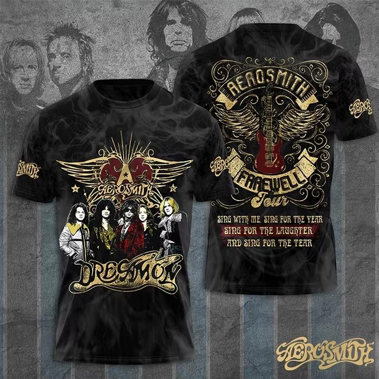 New Hot Vintage Aerosmith Band 3D Printed T-shirt Men Women Fashion Hip Hop Short Sleeve Rock Tops Tees Mens clothing camisetas