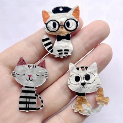 6 Pieces Mix Kawaii Cute Cat Flat Embellish Diy Jewelry Necklace Embellish Pendant Hair Accessories