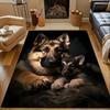 German Shepherds In Warm Tones Patterned Carpet, Non Slip Mat Suitable for Living Room and Bedroom Sofas