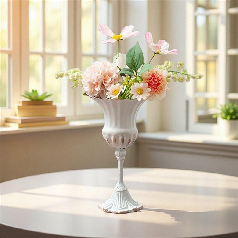 A58Z Europäischer Stil Ornament Vintage Eisenkunst Vase Blumengesteck Tischplatte Hohe Beine Florales Dekoratives Gefäß