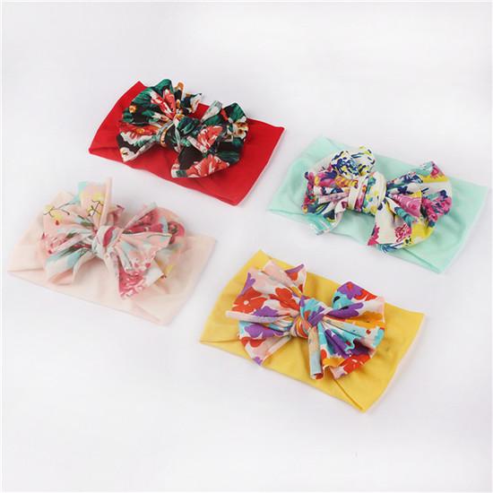 Fashion Floral Childrens Hair Accessories Headband Soft Wide-Brim Elastic Hairband Baby Headwear Comfortable