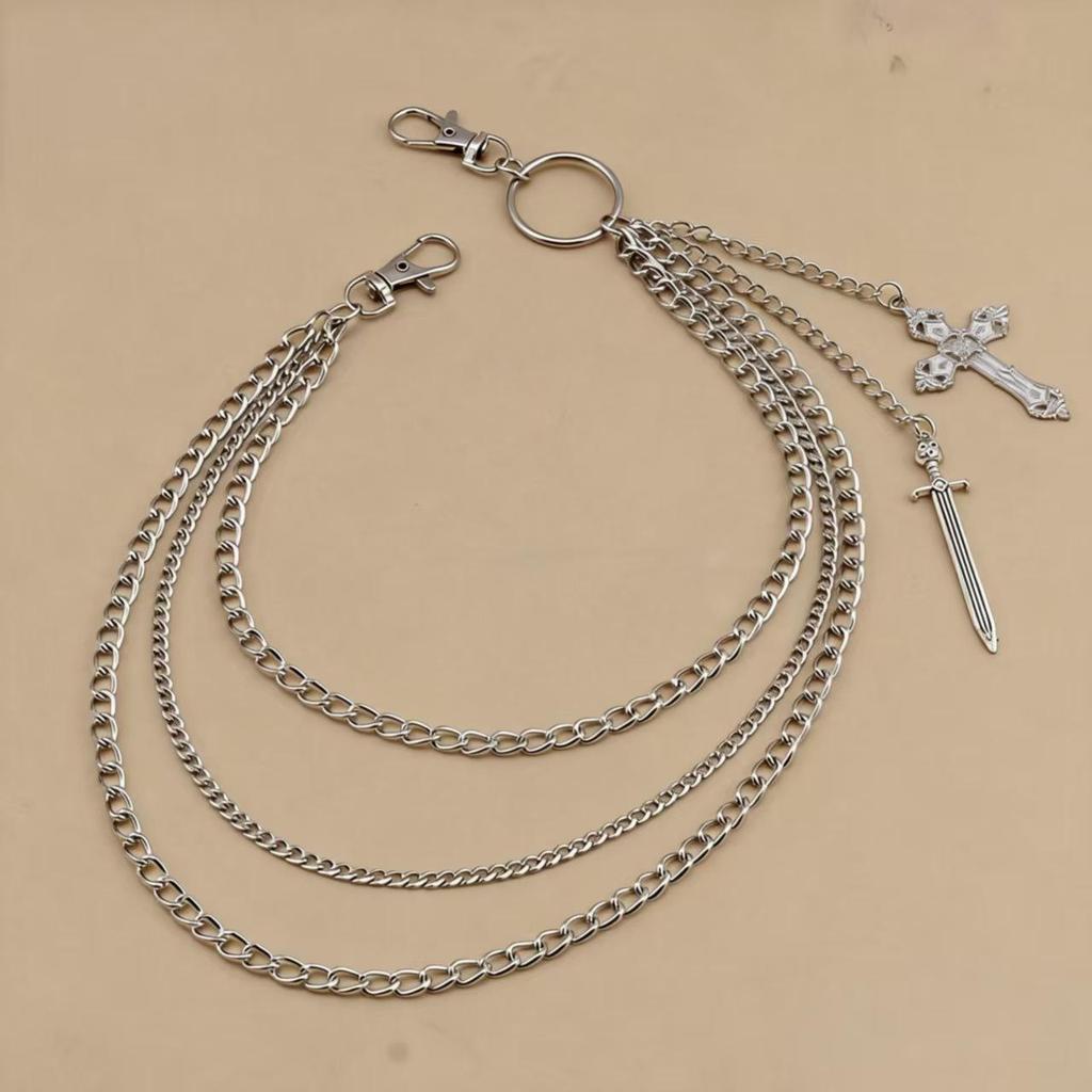 Geometric Multi-layer Sword Pendant Chain - Versatile Pants Jewelry Decoration