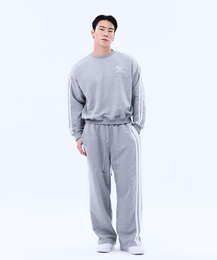 Mihag Ivy League Track Line Wide Pants (Gray)