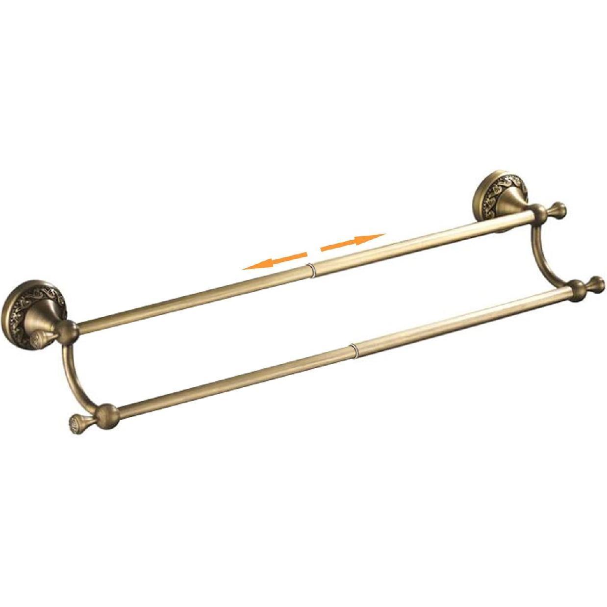 Antique Bronze Brass Double Towel Bar,Adjustable 15.5 to 27.5 Inch Bath Towel Bar Rack for Bathroom Towel Holder, Wall Mounted Bathroom Hardware Double Towel Bar