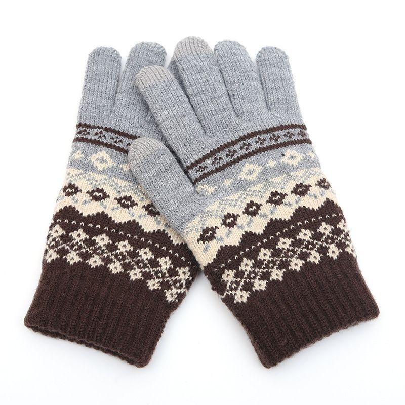 

Muj Winter Heattech Touch Screen Gloves Men s and Women s Cashmere Thickened Cold Protection in Autumn and Winter Cycling Wool Knitting Gloves Grey All yards