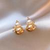New Chinese Retro Diamond-encrusted Gourd Pearl Stud Earrings Earrings for Women