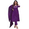 Women's Rayon Embroidered Flared Kurta with Pant And Dupatta Sets