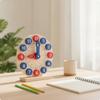 Number Shape Clock Learn To Tell Time Wooden Teaching Movable Hands for Kids