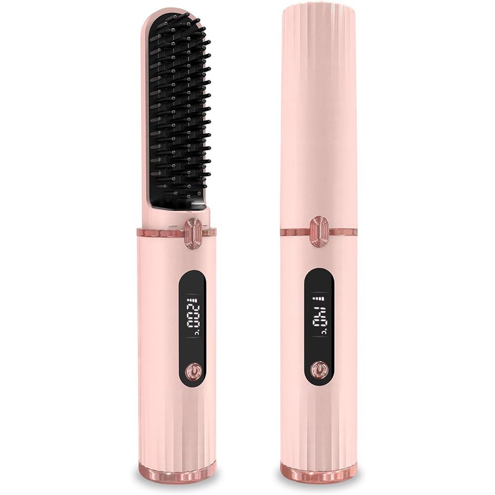 Wireless Hair Straightener Brush for Women Electric Hair Brushes 30s Fast Heating Comb Iron Portable Hair Straightening Brush