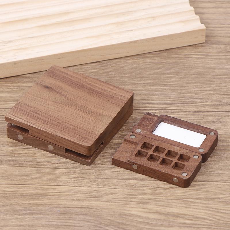 Tragbare Aquarellpalette, Farbkasten, handgefertigt, leere Box, Mini-Palette aus schwarzem Walnussholz, Acrylfarbe, tragbare Aquarellpalette