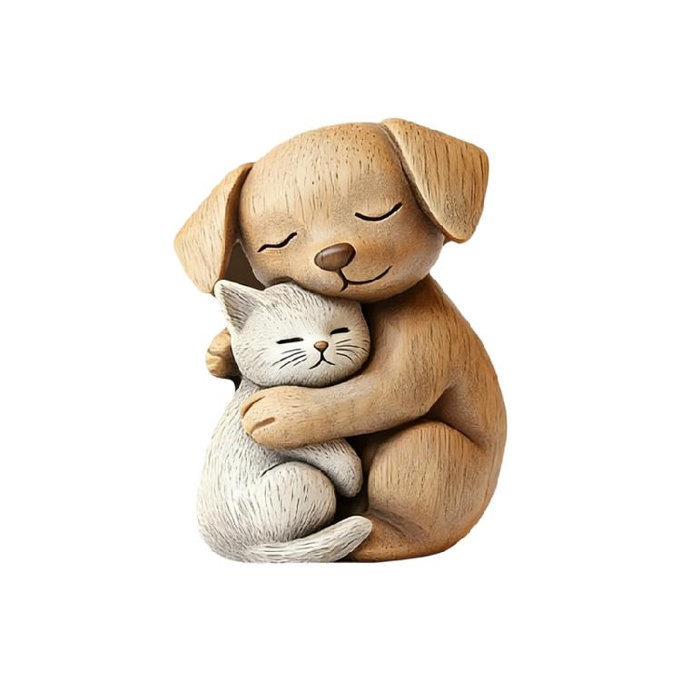 Carved Wooden Cats/Dog Figurines Table Ornament Cats/Dog Statue Sculptures Collectibles Home Decors Art Carving Work