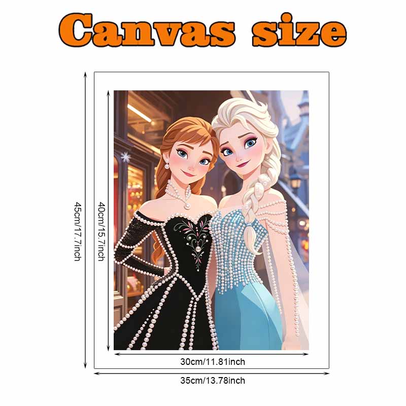 Disney Pearl Painting Anna and Elsa DIY Pearl Art Painting Pearl Gem Painting Pictures Crafts Special Shape Home Wall Decoration