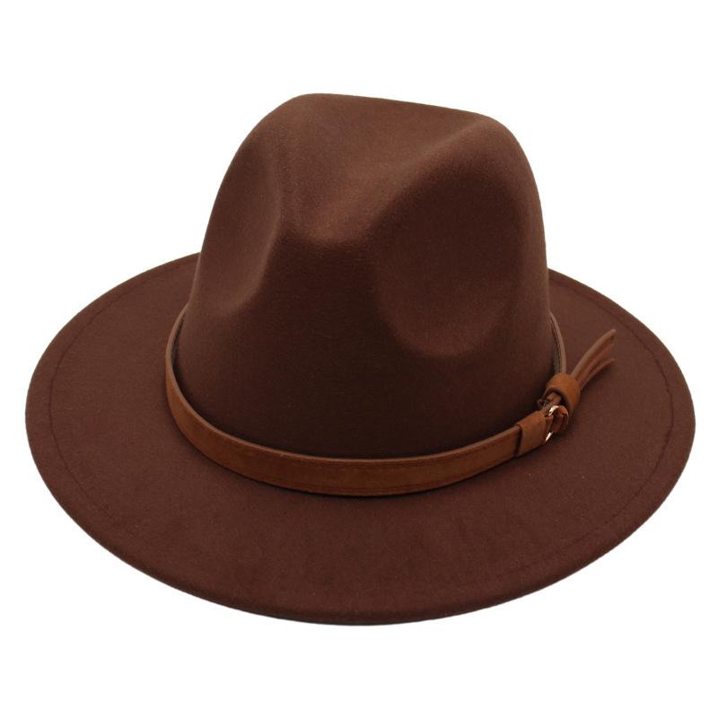 Gentleman'S Top Hat Vintage Jazz Hat Men'S And Women'S Elegant Felt Hat Belt Buckle Tweed Hat Light Luxury