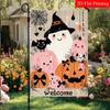 2D Flat, 2D Flat,Halloween Powder Pumpkin Garden Flag_1-28x40 Inch Outdoor Garden Flag Double-sided Home Decoration Courtyard Decoration Outdoor Decor