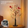 Red Berry Decoration Vintage Glowing Tree Bird Twinkle Tree Lamp  Home Table Decoration