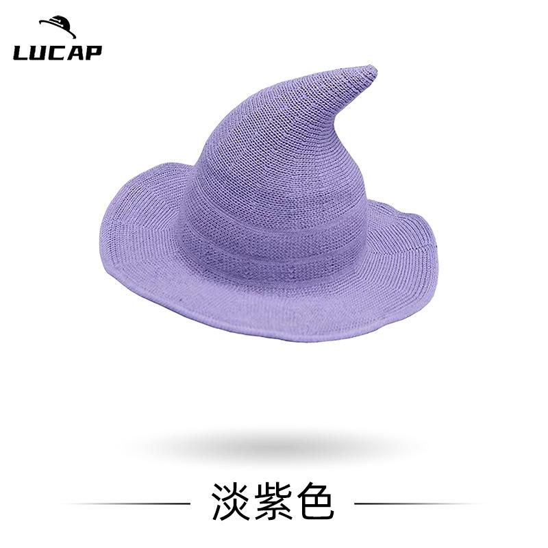 New Halloween Carnival Party Regular Wizard Hat Foldable Knitted Hat Pointed Witch Hat