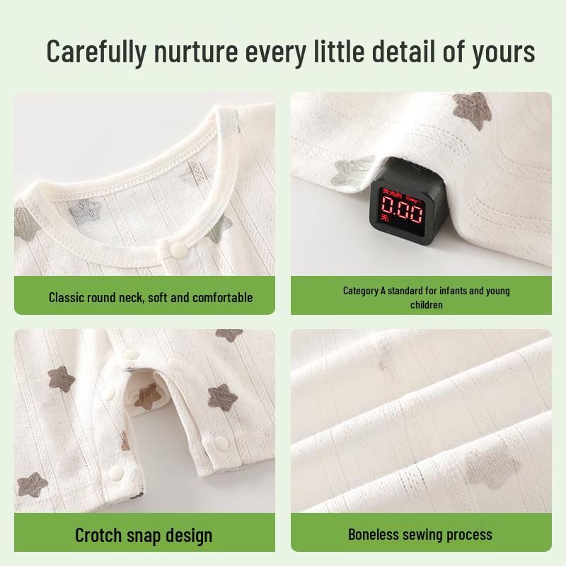 Unisex Antibacterial Cotton Summer Baby Rompers - Short Sleeve Newborn Jumpsuits