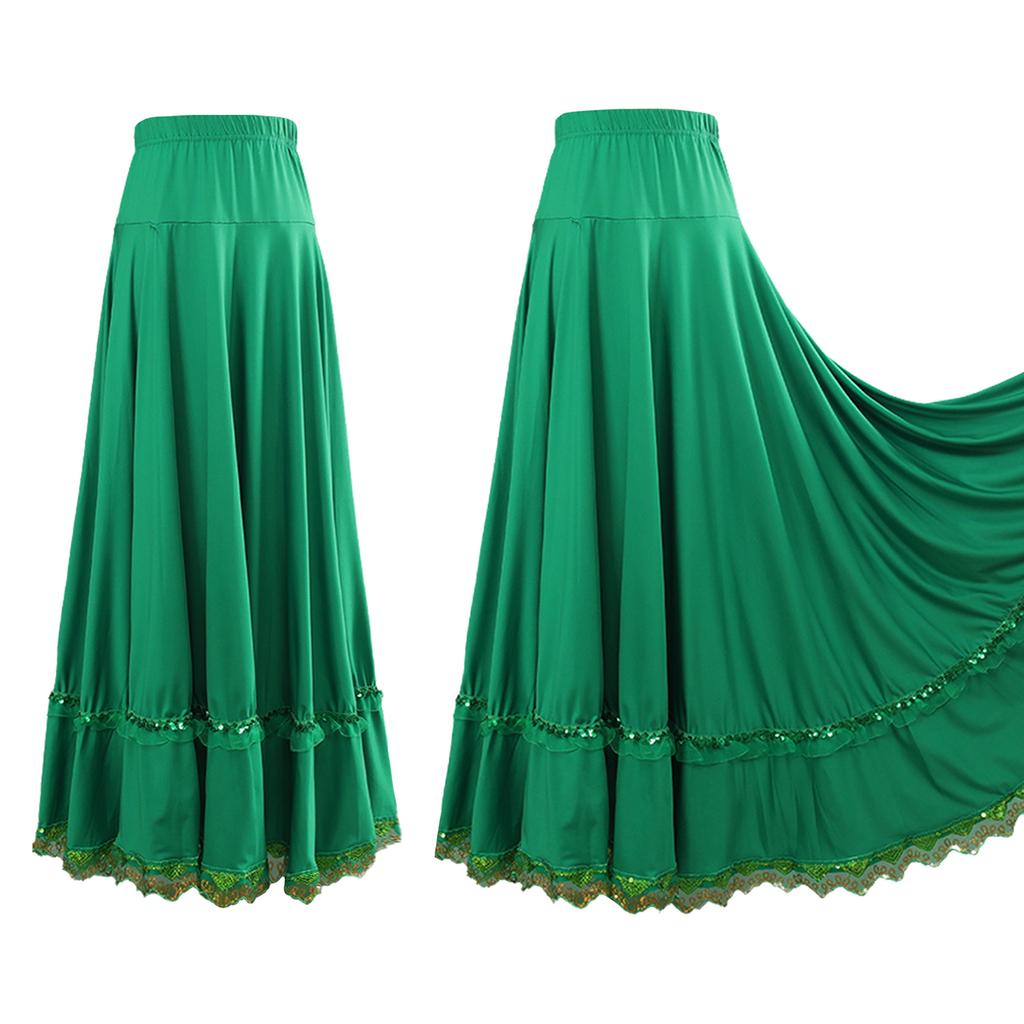 Women Ballroom Flamenco Dance Skirts Lyrical Ballroom Flowy Maxi Skirts for Ballet Classical Ethnic Dance Performance Costumes