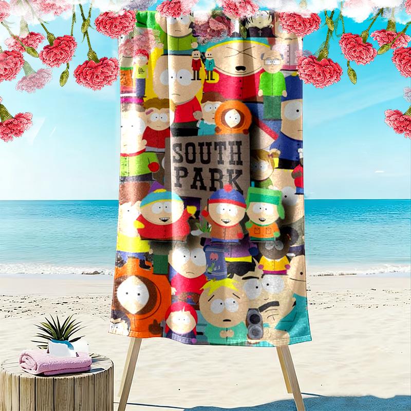 Cartoon Park South Print Beach Towel, Large Soft Quick Dry Towel for Beach Camping Swimming