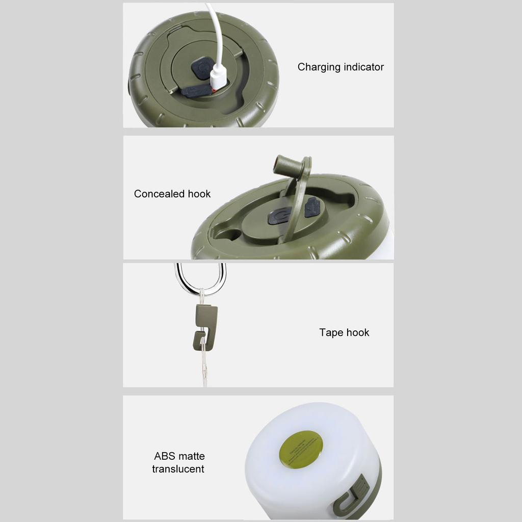 LED-Campingleuchte für den Außenbereich mit Hakenzelt-Ambiente-Lichterkette (8m) Tragbares wiederaufladbares Camp