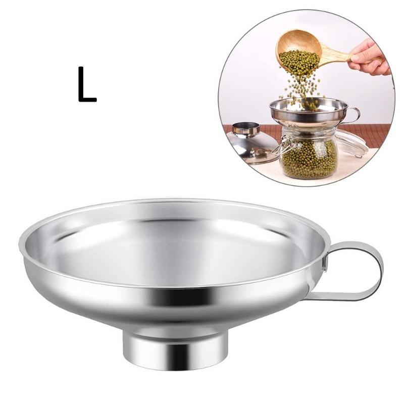 Wide Mouth Liquid Funnel for Jars Stainless Steel Canning Funnels Flask Filter for Oil Wine Water Spices Kitchen Tools Gadgets