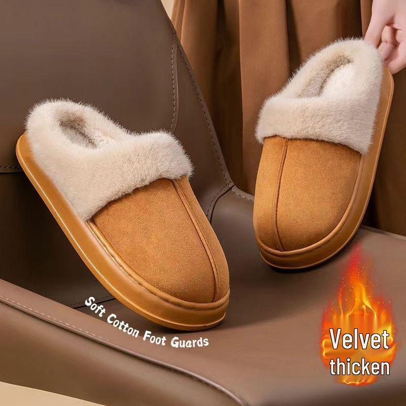 Men's and Women's Plush Lined Cotton Slippers – Warm, Closed-Toe Comfort for Home and Postpartum Use.