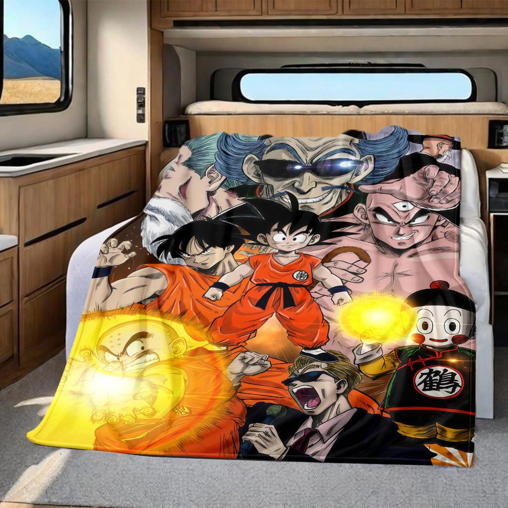 1 ks flanelová deka s potiskem DRAGON BALL, Vysoká kvalita, Pro všechna roční období, Domácí dekorace, Teplo a pohodlí, Perfektní jako vánoční dárky