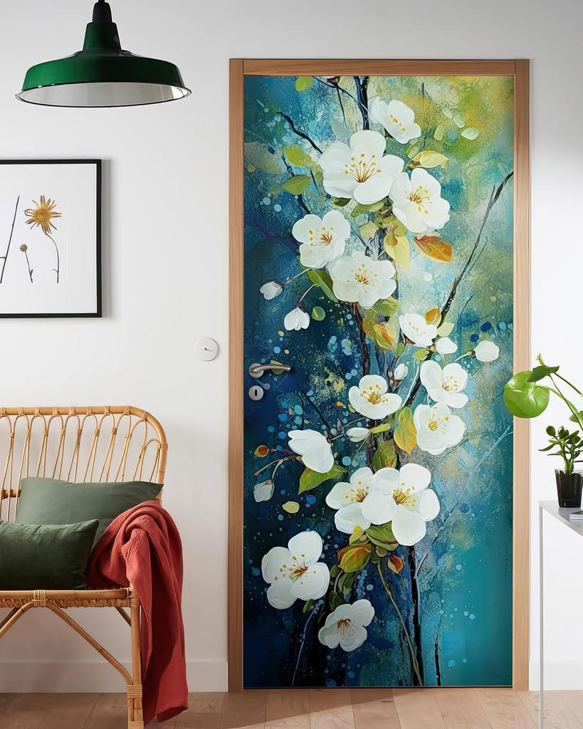 Door Sticker Mural Peel and Stick, Removable Self-Adhesive Bonfires Door Wallpaper for Home Decor