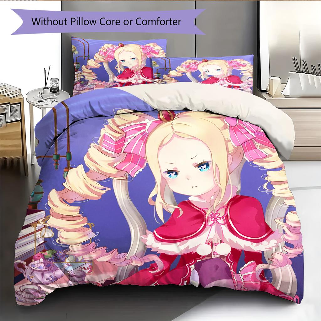 Re:Zero Pattern Bedding Quilt Set Home Decoration Gift (1 * duvet cover + 2 * pillowcase without core)