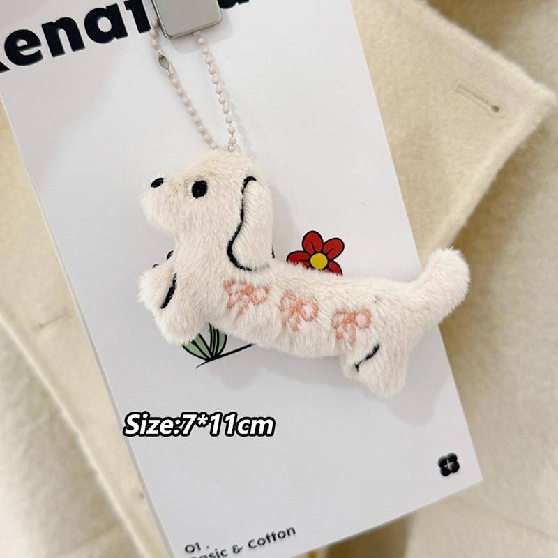Kawaii Dachshund Plush Keychain Cartoon Stuffed Puppy Keyring Couple Key Holder Lovely Backpack Pendant Decoration Gifts