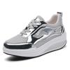 Fashion Spring Gold Mesh Casual Shoes Breathable Lace-up Wedge Platform Sneakers Women Shoes Comfortable Sports Silver Tennis Shoes