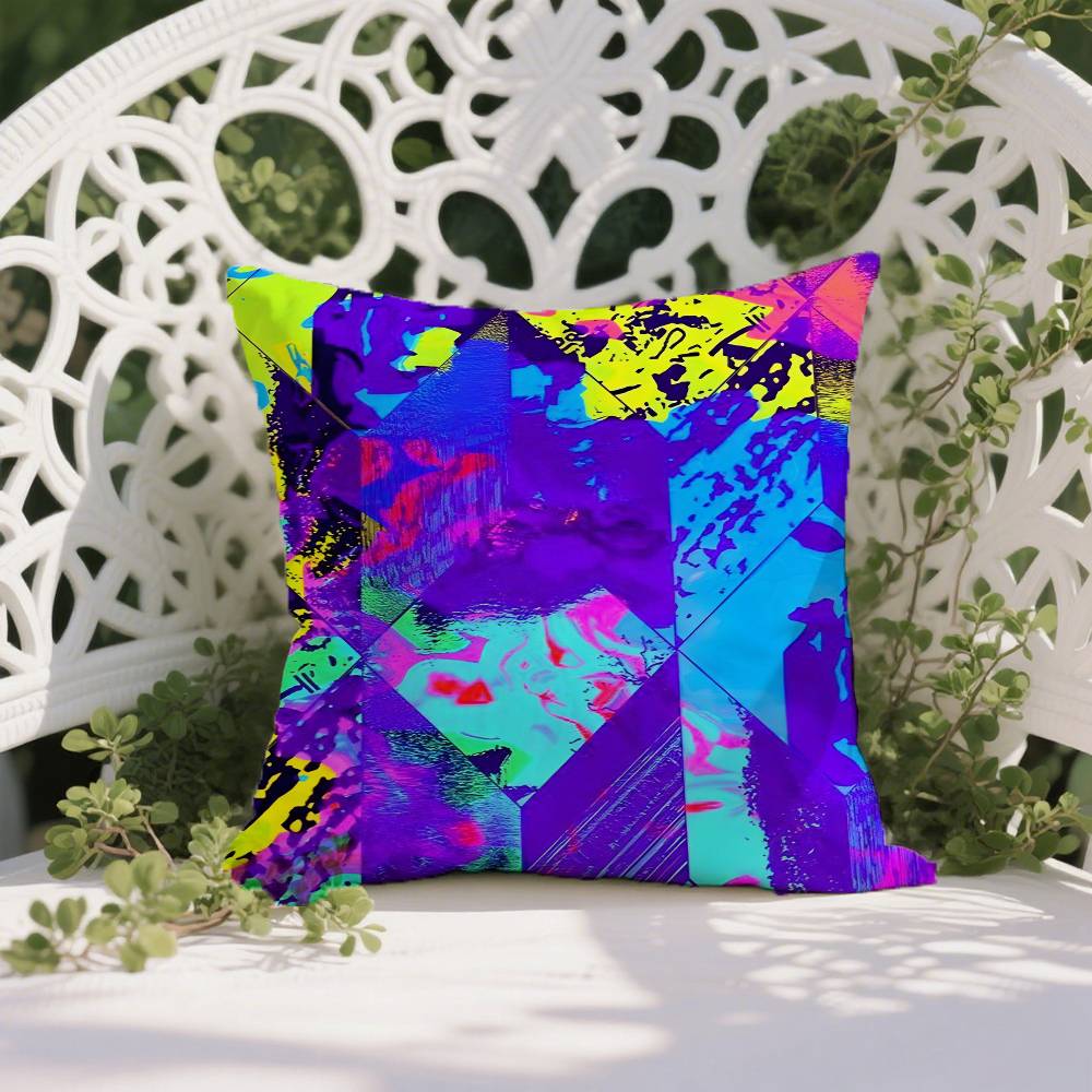 Cyberpunk Gradient Tone Pillow Case Anti-dustmite Pillowcase Invisible Zipper Silky Short Plush Sofa Cushion Cover