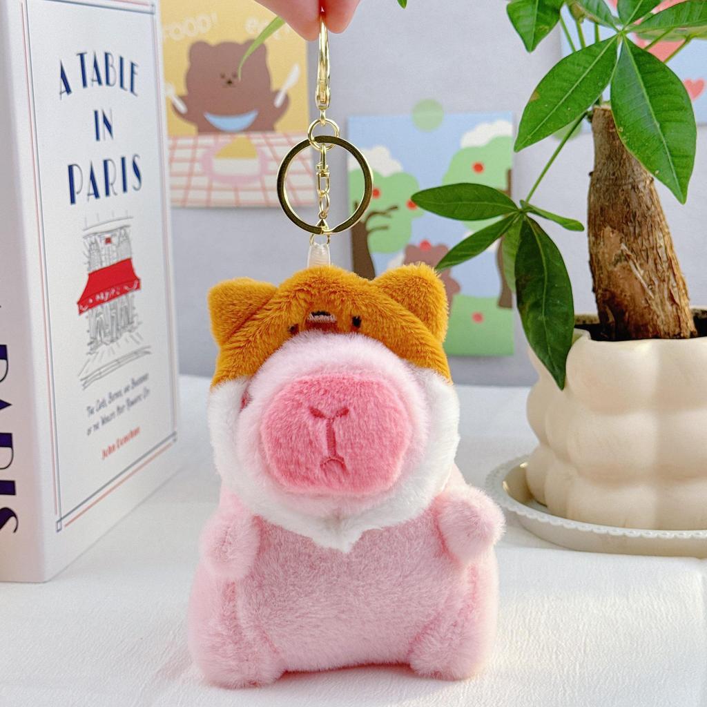 Capybara Plush Toy Keychain – Cute Stuffed Animal Backpack Clip
