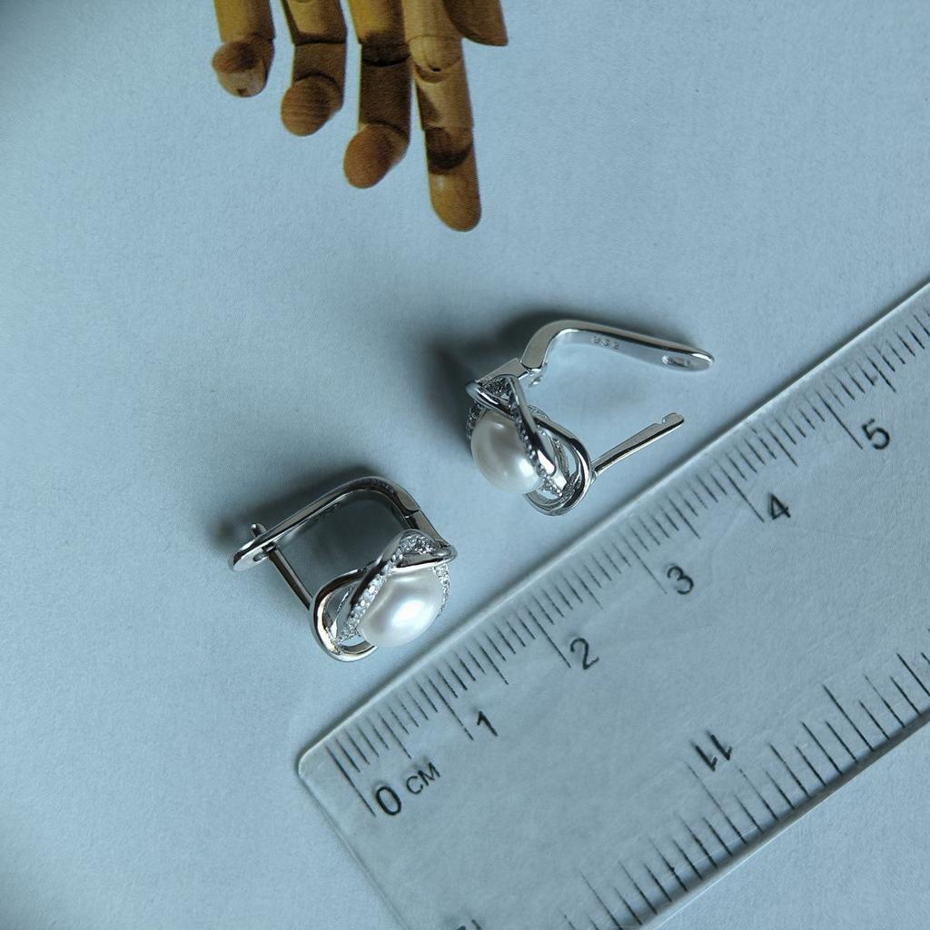 Silver Earrings with Natural Pearls (2187004)